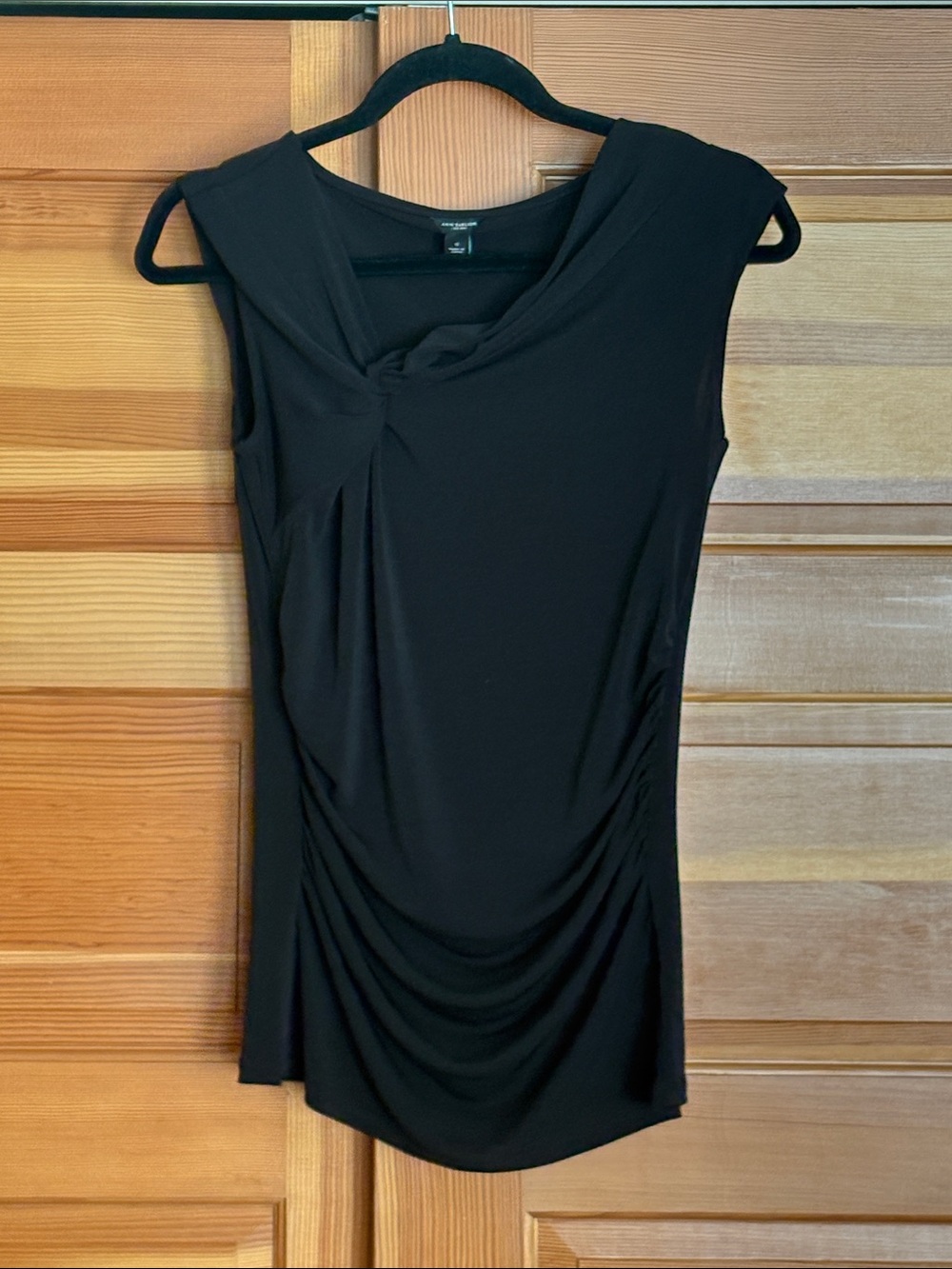 Ann Taylor Black Sleeveless Drape Neck Top